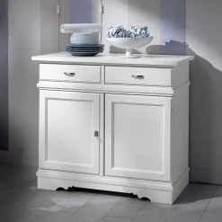 Credenza in Legno Laccato Bianco con 2 Ante e 2 Cassetti Made in Italy - Sogbo