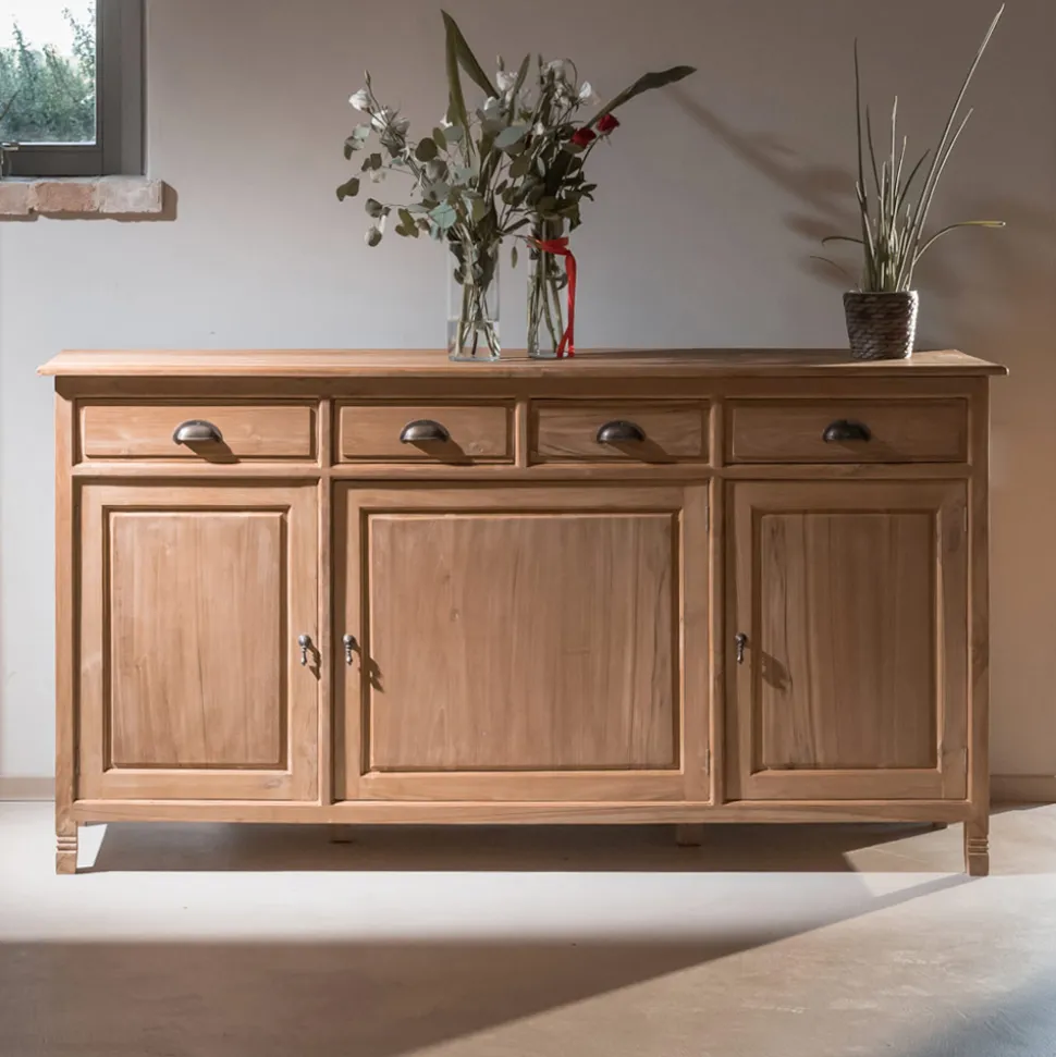 Credenza in Teak Massello con 3 Ante e 4 Cassetti - Judo