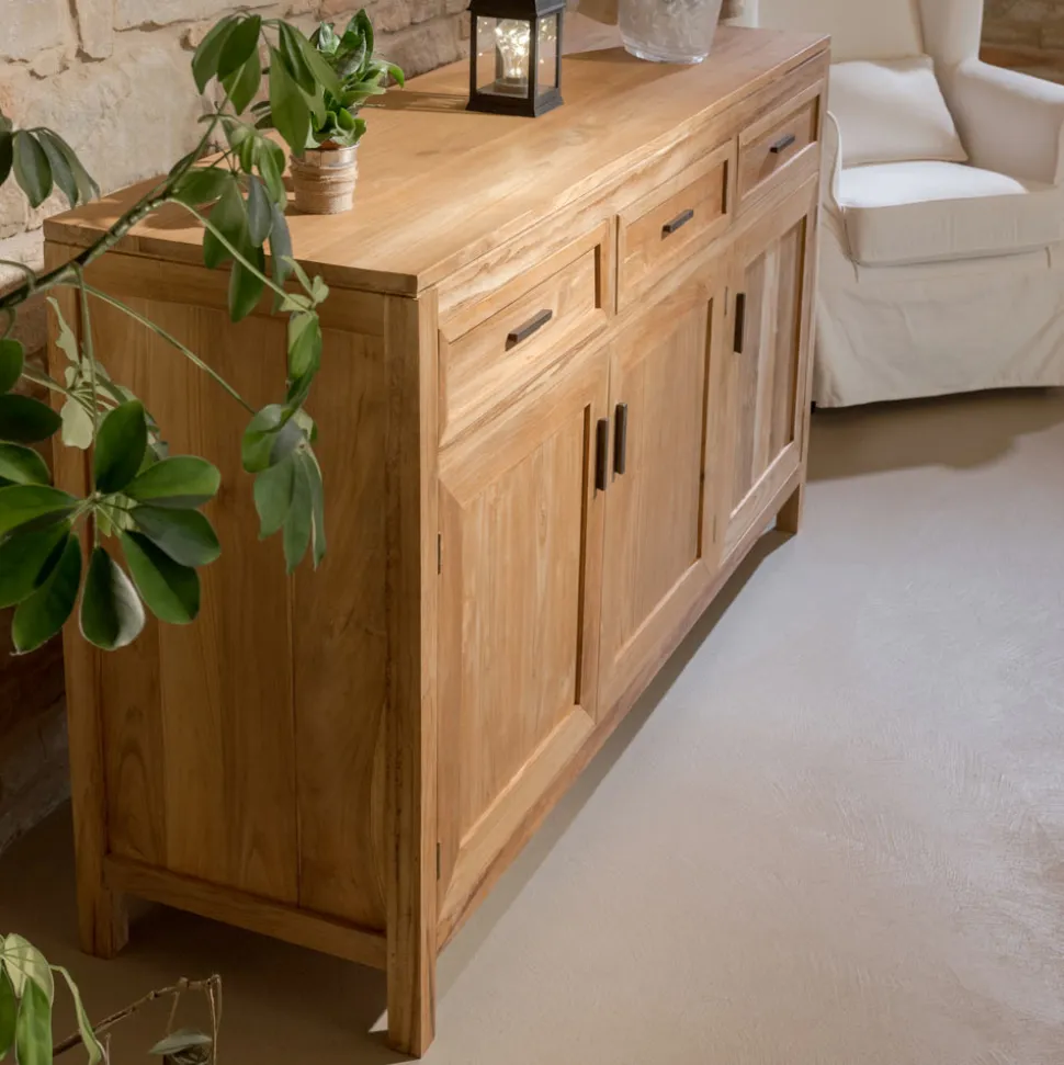 Credenza in Teak Massello con 3 Ante e 3 Cassetti - Sumo