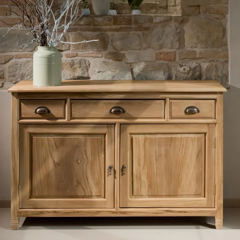 Credenza in Teak Massello con 2 Ante e 3 Cassetti - Karate
