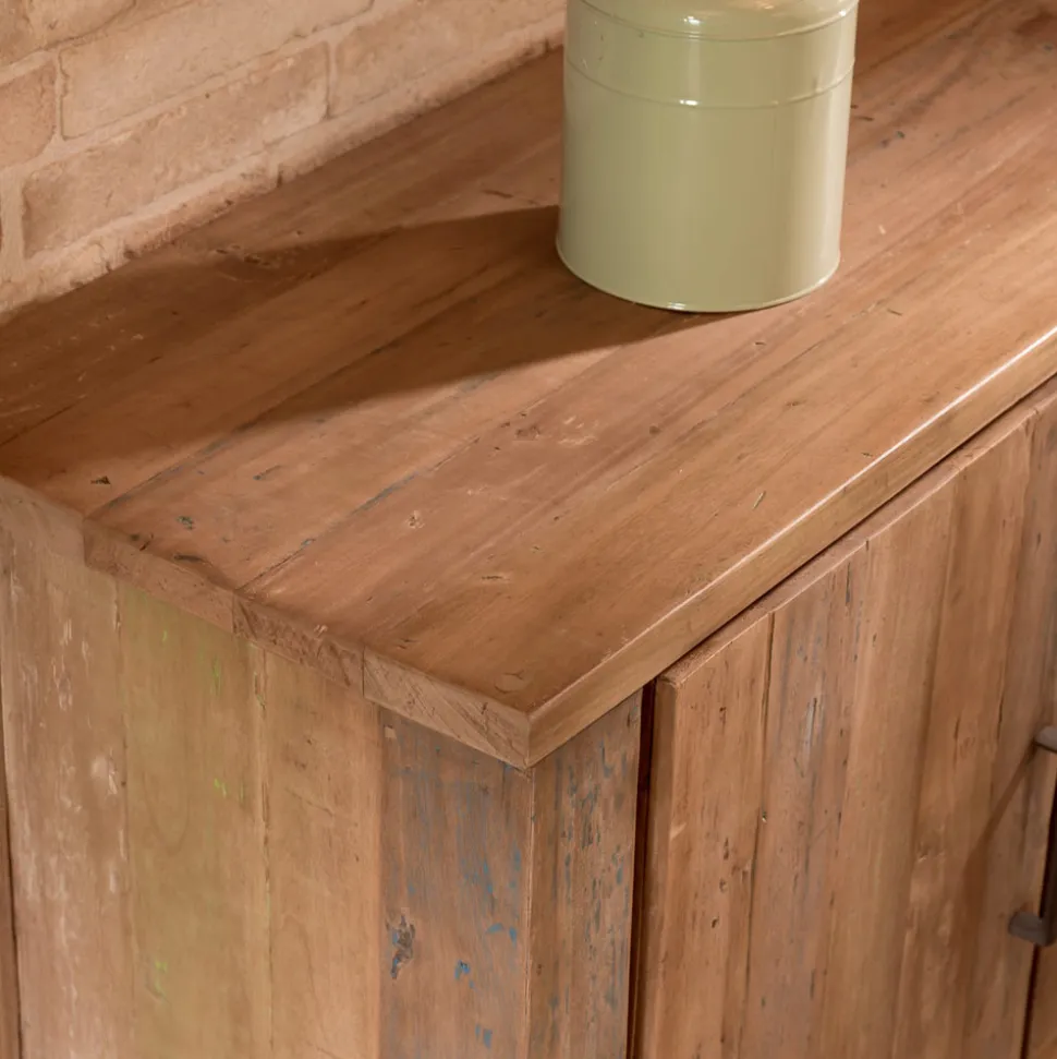 Credenza Living con 2 Ante e 3 Cassetti Centrali in Legno Riciclato - Slide