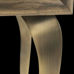 Credenza moderna con 2 ante in legno massello e pelle anilina Joy