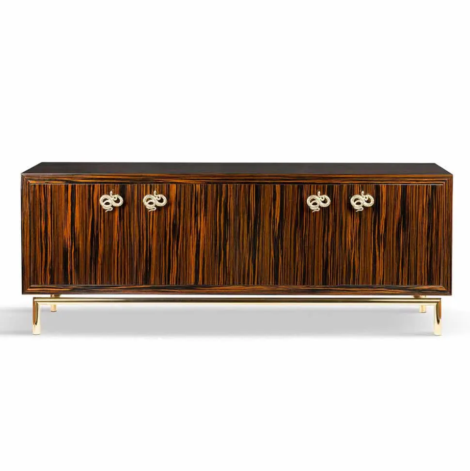 Credenza moderna con 4 ante in legno di ebano lucido Ada 2