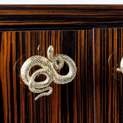 Credenza moderna con 4 ante in legno di ebano lucido Ada 2