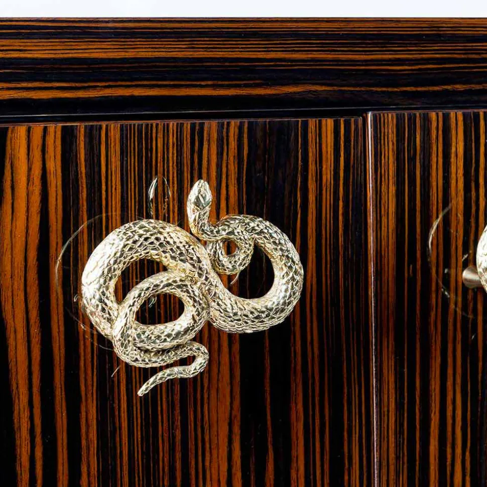 Credenza moderna con 4 ante in legno di ebano lucido Ada 2