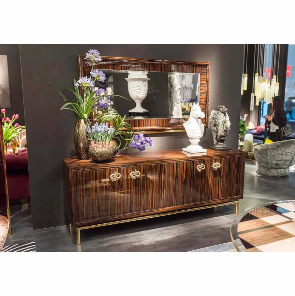Credenza moderna con 4 ante in legno di ebano lucido Ada 2