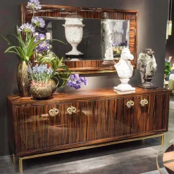 Credenza moderna con 4 ante in legno di ebano lucido Ada 2