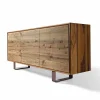Credenza moderna con 3 ante noce naturale, l.215xp.50cm, Flora
