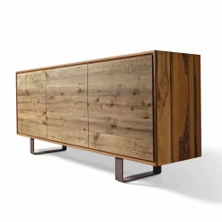 Credenza moderna con 3 ante noce naturale, l.215xp.50cm, Flora