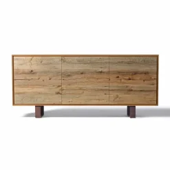 Credenza moderna con 3 ante noce naturale, l.215xp.50cm, Flora