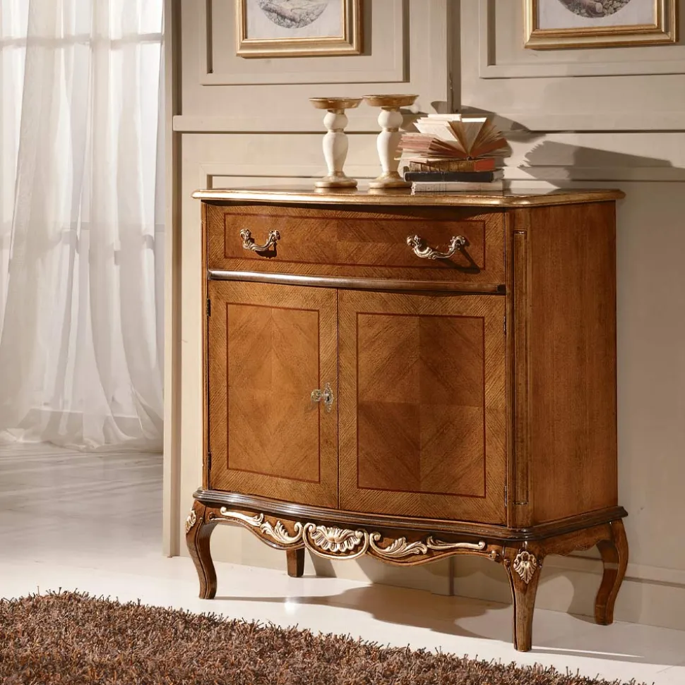 Credenza Salotto Classica Legno Blu Avio o Noce Made in Italy - Chantilly