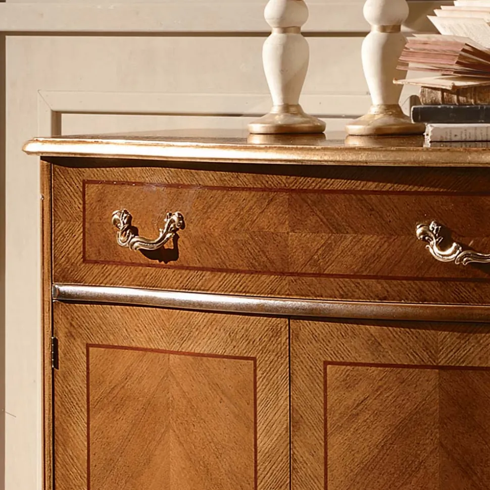 Credenza Salotto Classica Legno Blu Avio o Noce Made in Italy - Chantilly