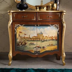 Credenza Soggiorno in Legno con Decoro Veneziano Made in Italy - Ottaviano