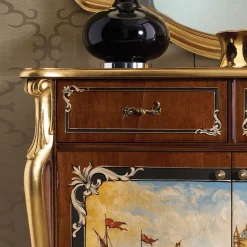 Credenza Soggiorno in Legno con Decoro Veneziano Made in Italy - Ottaviano