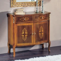 Credenza Soggiorno Legno Noce o Bianco e Intarsi Made in Italy - Katerine
