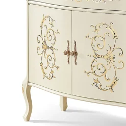 Credenza Soggiorno Legno Noce o Bianco e Intarsi Made in Italy - Katerine