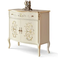 Credenza Soggiorno Legno Noce o Bianco e Intarsi Made in Italy - Katerine