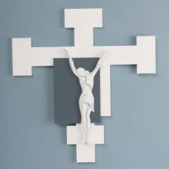 Crocifisso Realizzato con Incisione Laser Bianco e Ghiaia Made in Italy - Evelina