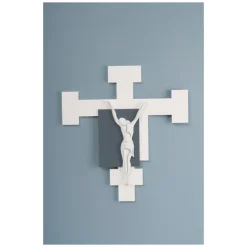 Crocifisso Realizzato con Incisione Laser Bianco e Ghiaia Made in Italy - Evelina