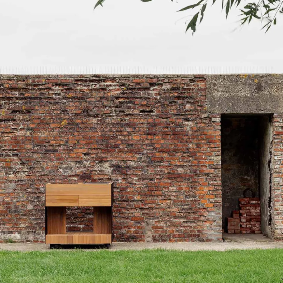 Cucina da Esterno 96x70x93 cm Realizzata in Teak Massiccio e Alluminio - Raffinata