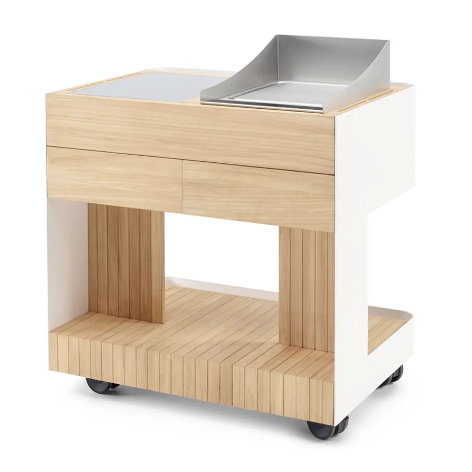 Cucina da Esterno 96x70x93 cm Realizzata in Teak Massiccio e Alluminio - Raffinata