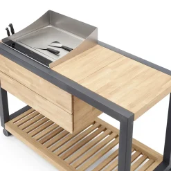 Cucina da Esterno 140x65x93 cm Realizzata in Teak Massiccio e Alluminio - Conviviale