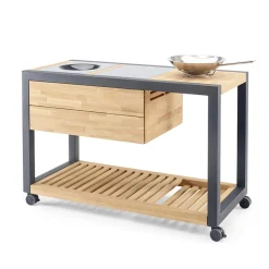 Cucina da Esterno 140x65x93 cm Realizzata in Teak Massiccio e Alluminio - Conviviale