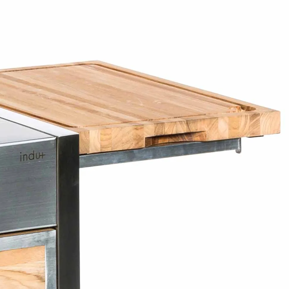 Cucina su Ruote da Esterno in Acciaio e Legno con Teppanyaki - Buoncalliope