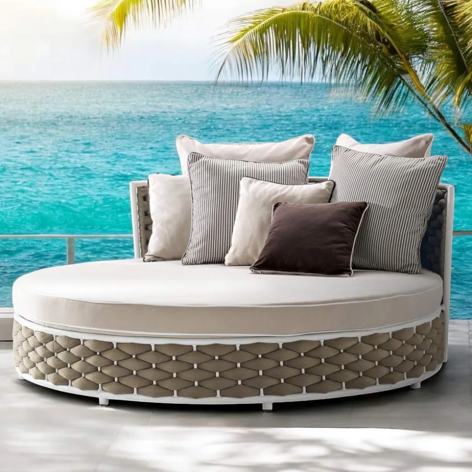 Daybed da Esterno in Alluminio e Tessuto Intrecciato a Mano - Reda