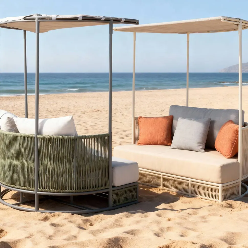 Daybed da Giardino in Teak, Alluminio, Corda ROPE+ e Cuscini - Arcangelo