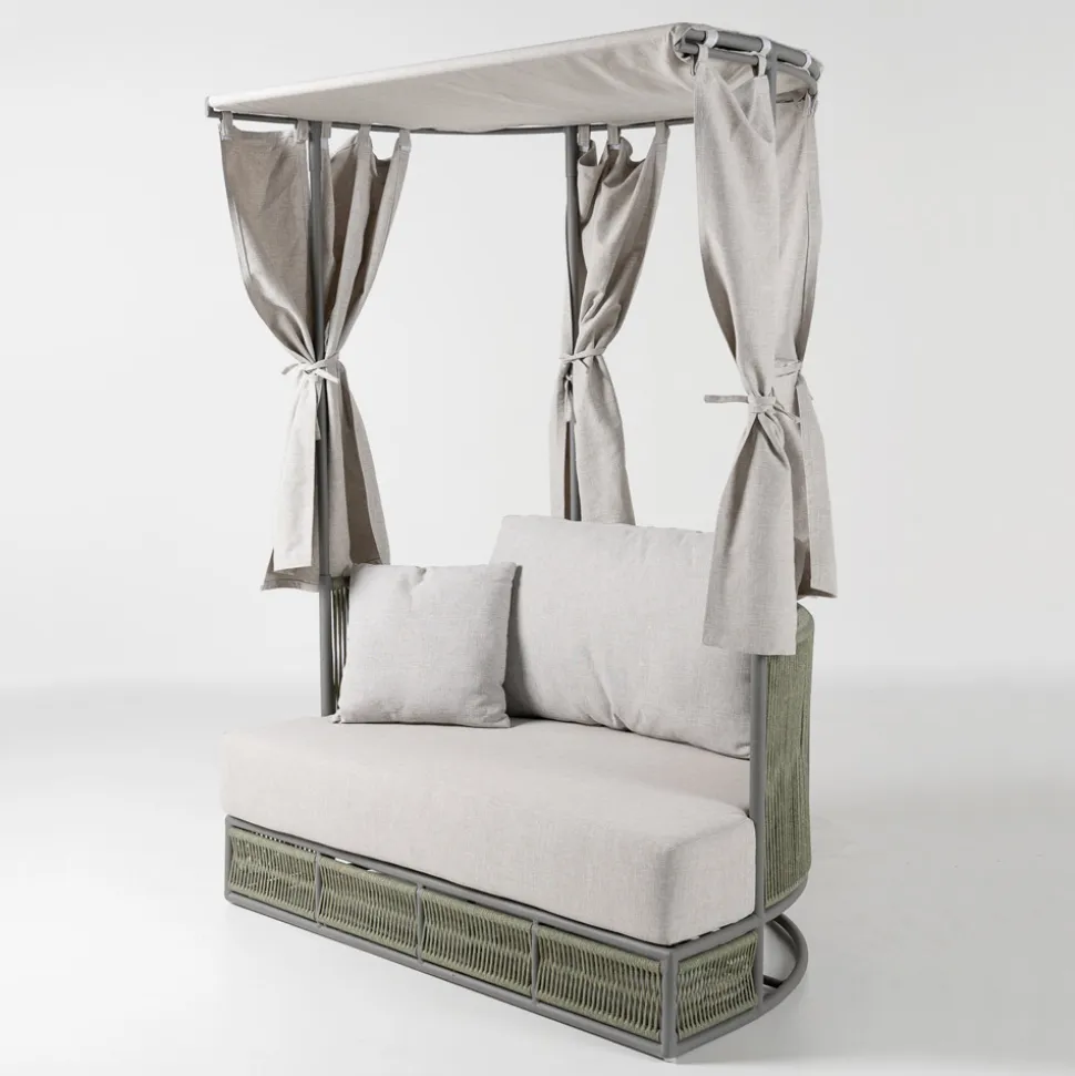Daybed da Giardino in Teak, Alluminio, Corda ROPE+ e Cuscini - Arcangelo
