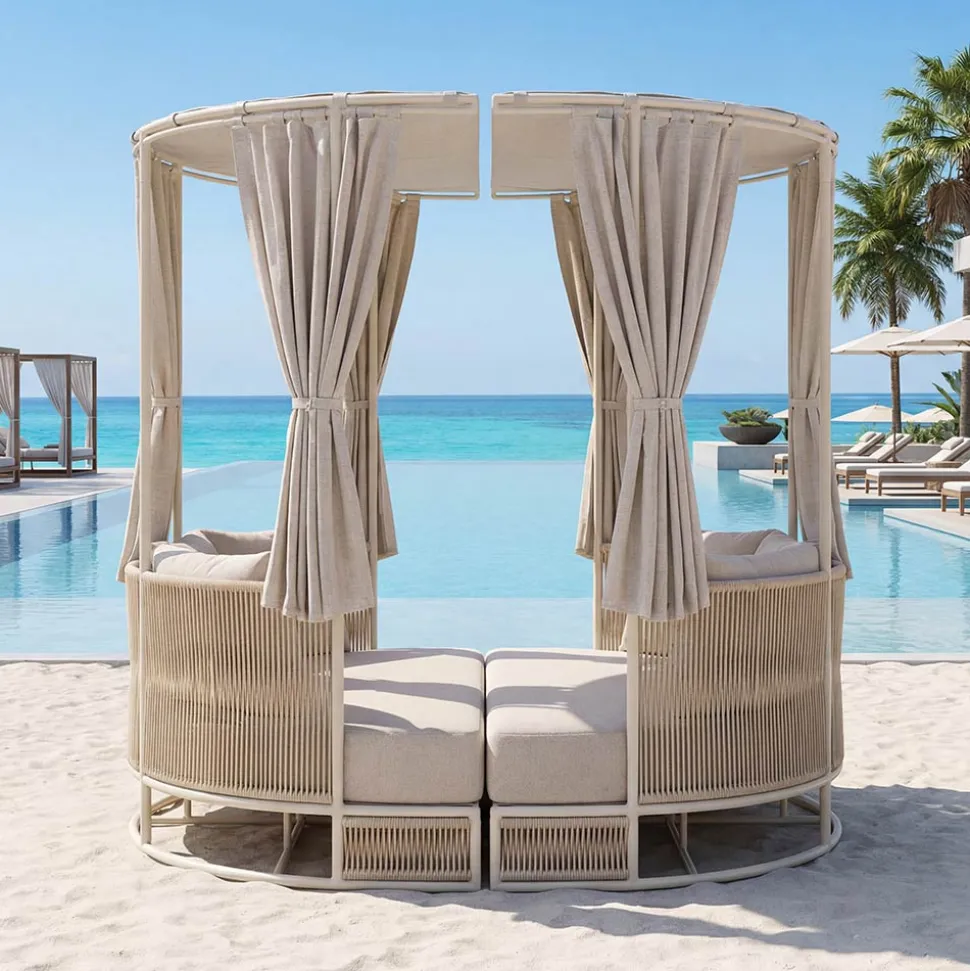 Daybed da Giardino in Teak, Alluminio, Corda ROPE+ e Cuscini - Arcangelo