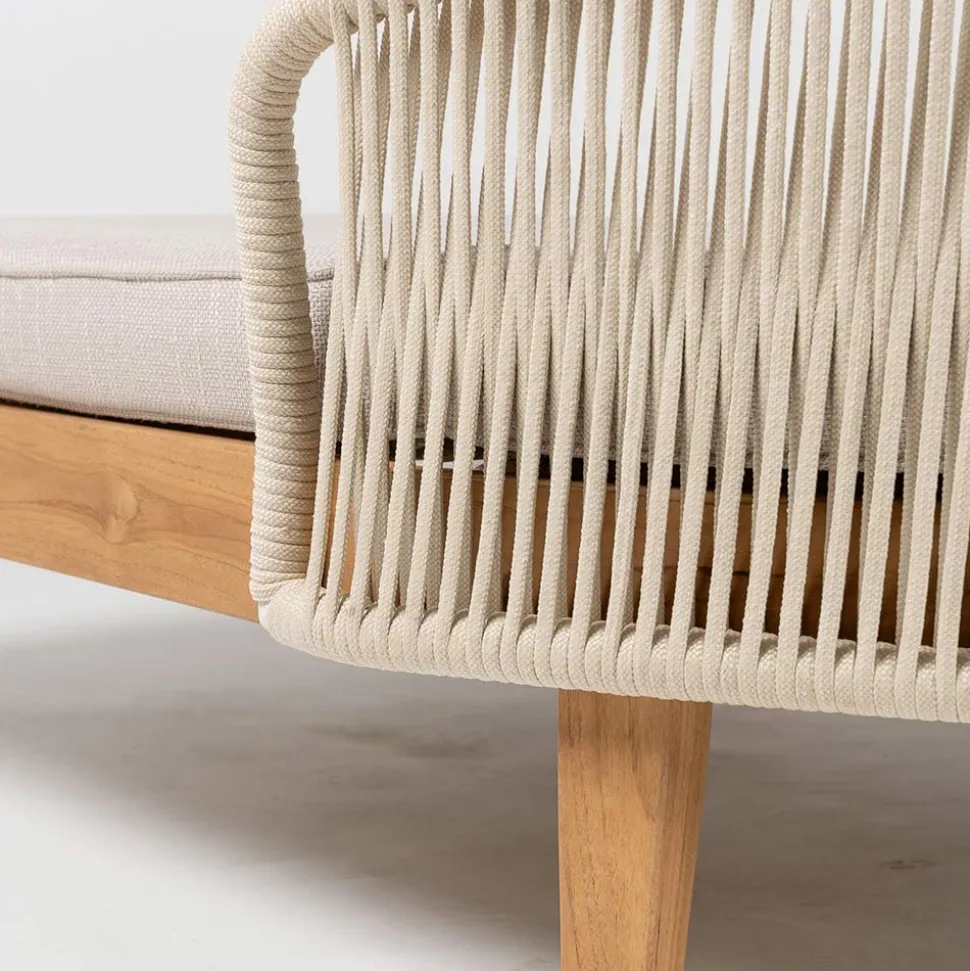 Daybed da Giardino in Teak, Alluminio, Corda e Cuscini - Jacub