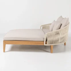 Daybed da Giardino in Teak, Alluminio, Corda e Cuscini - Jacub