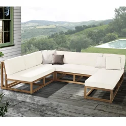 Divanetto da Esterno in Teak Naturale e Cuscini - Circe