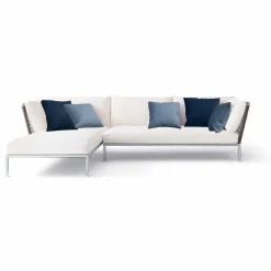 Divano Angolare da Esterno Design Moderno in Tessuto Tortora o Bianco - Ontario3