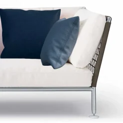 Divano Angolare da Esterno Design Moderno in Tessuto Tortora o Bianco - Ontario3