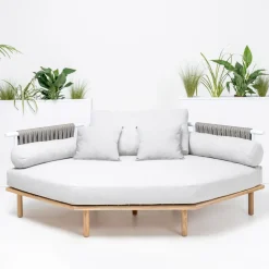 Divano Angolare Esagonale da Giardino in Teak e Corda - Bellatrix