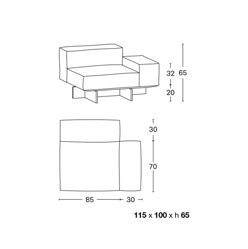 Divano Angolare Sinistro con Base in Vetro Extrachiaro Made in Italy - Rory