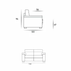 Divano a 2 posti di design in tessuto o ecopelle Lilia, made in Italy