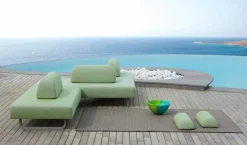 Divano da Esterno a 3 Posti di Design in Metallo e Tessuto Made in Italy - Selia