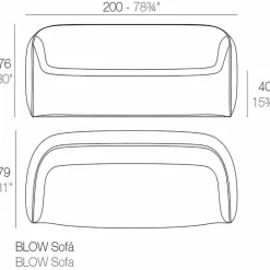 Divano da esterno di design in resina di polietilene Blow by Vondom