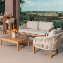 Divano da Esterno in Teak ed Intreccio in Polietilene - Jhon