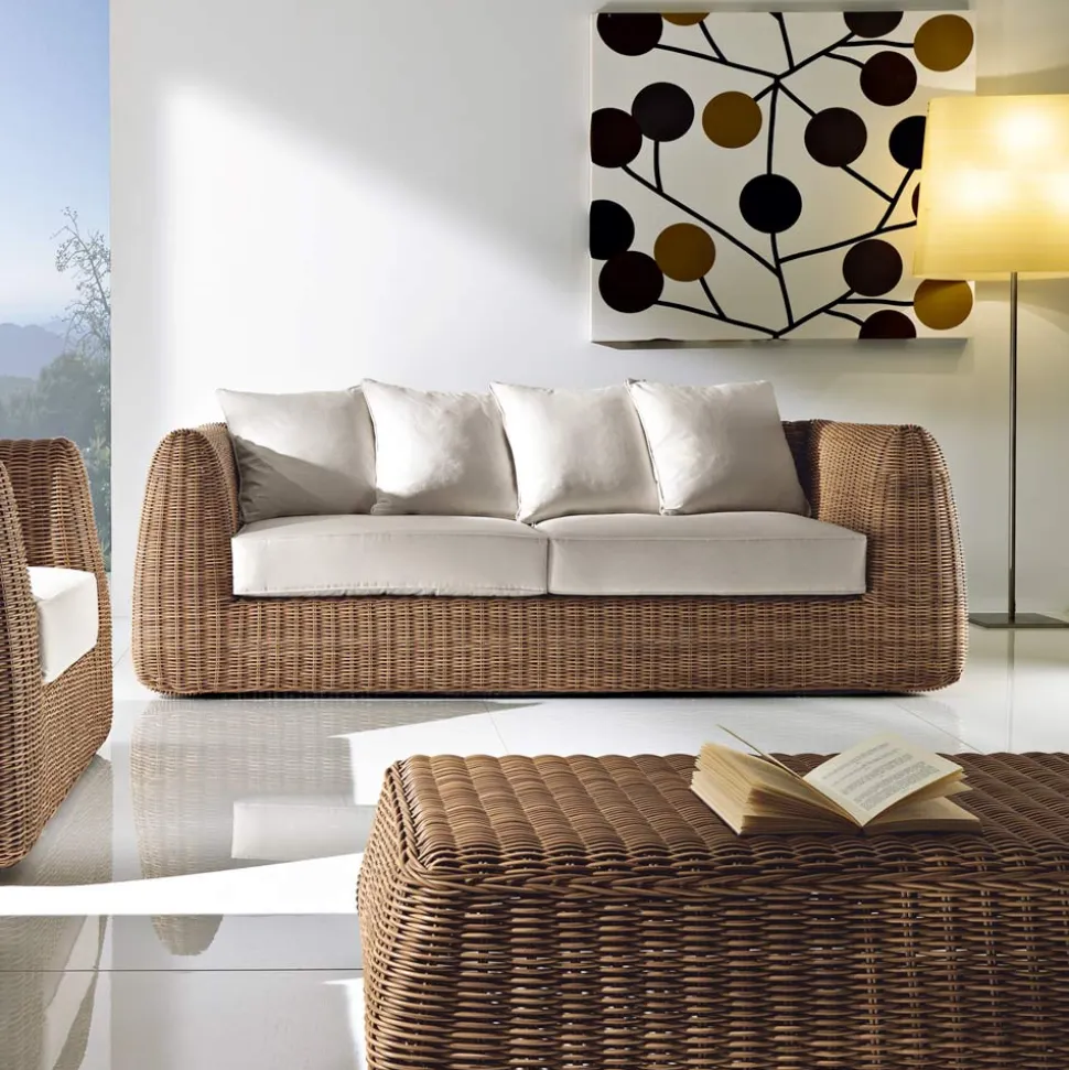 Divano da Esterno 3 Posti in Polyrattan Intrecciato - Charlie