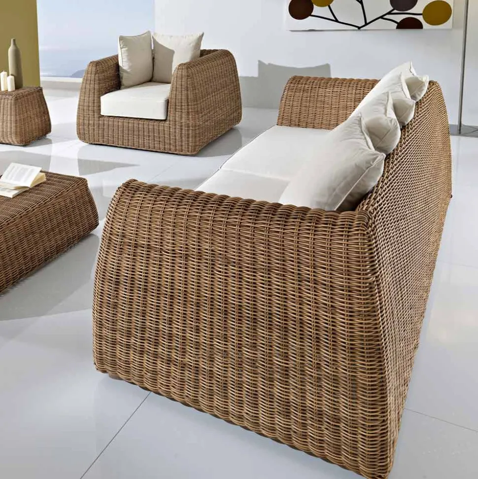Divano da Esterno 3 Posti in Polyrattan Intrecciato - Charlie