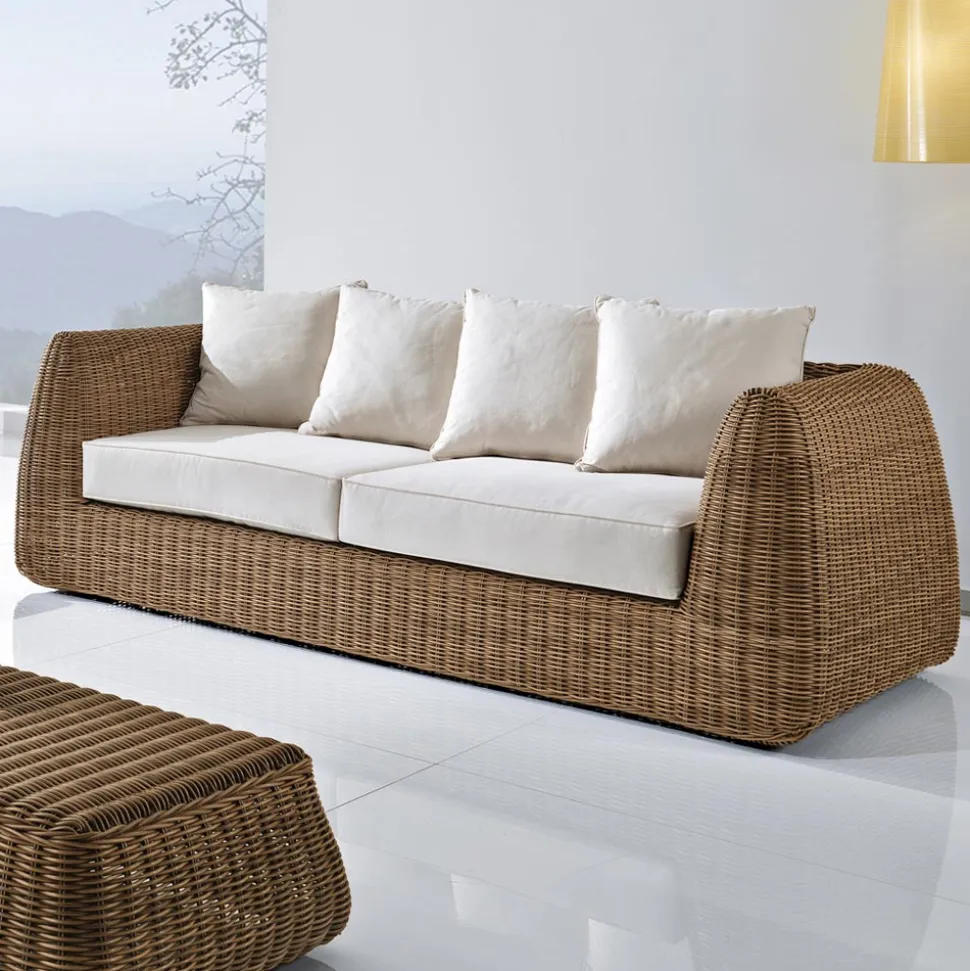 Divano da Esterno 3 Posti in Polyrattan Intrecciato - Charlie
