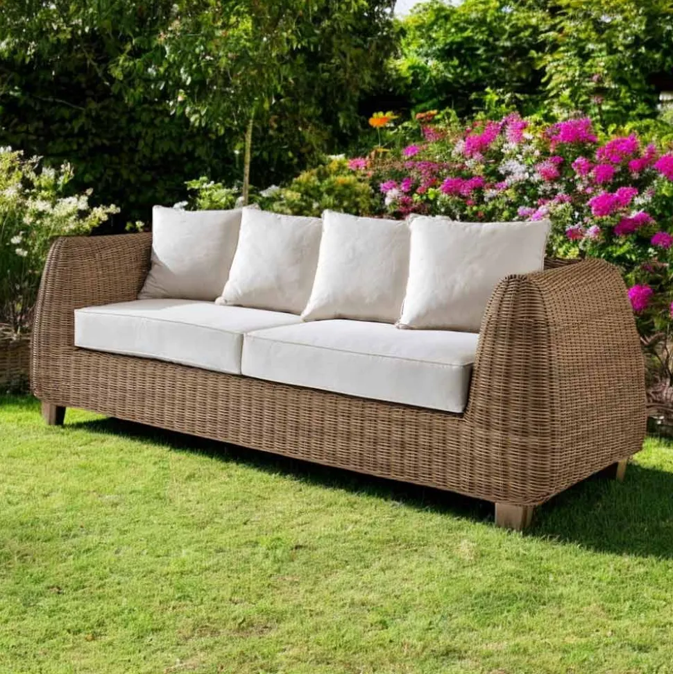 Divano da Esterno 3 Posti in Polyrattan Intrecciato - Charlie