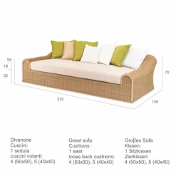 Divano da giardino dalle grandi dimensioni intrecciato a mano Cooper