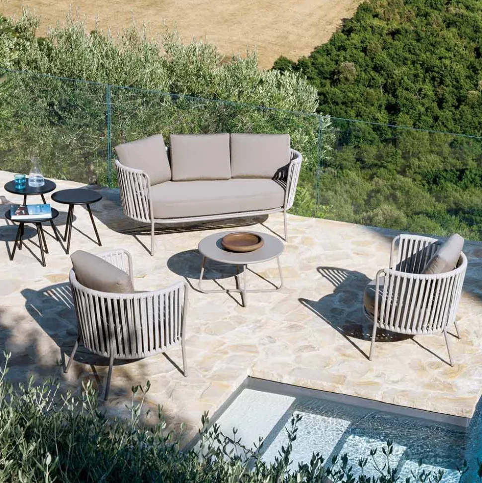 Divano da Giardino in Acciaio Inox e Schienale in Corda - Luxura