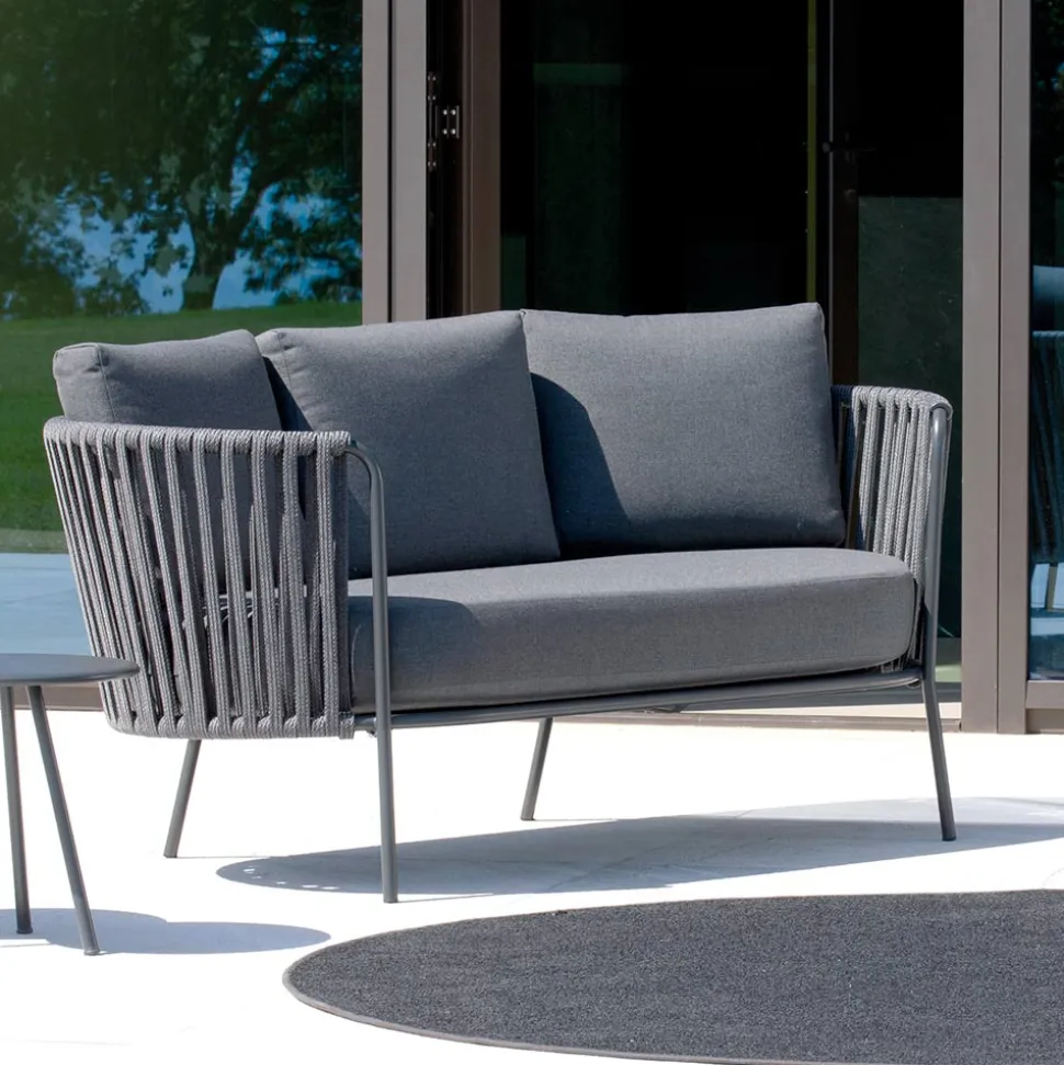 Divano da Giardino in Acciaio Inox e Schienale in Corda - Luxura